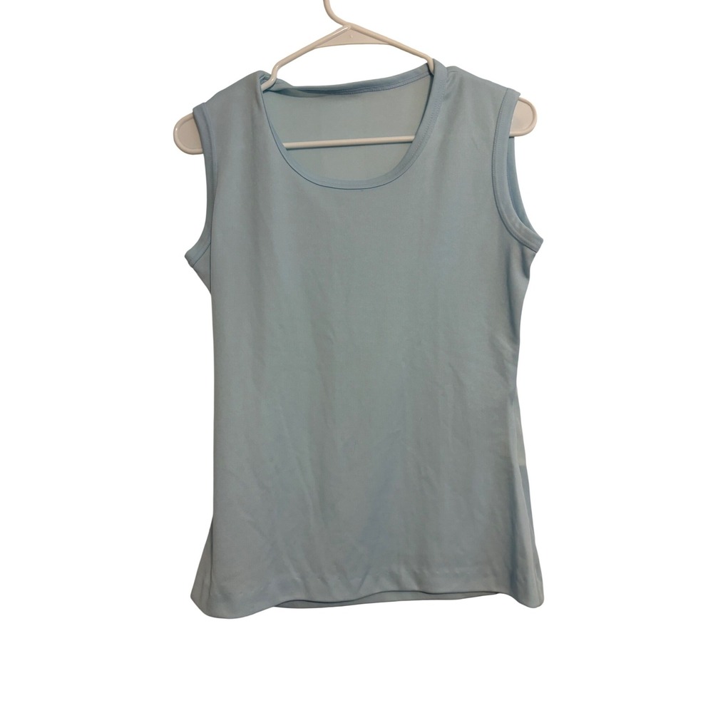 Vintage Tank Top Minimalist Light Blue Scoop Neck Sleeveless Medium